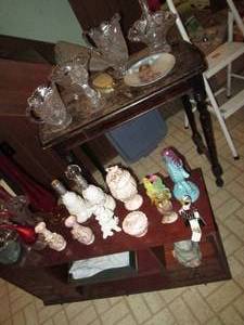 lot 259 image: (2) Vintage Wood Pieces Table & Dis...