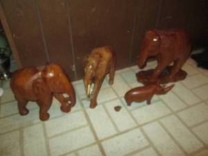 lot 263 image: (3) Wood Carved Elephants...