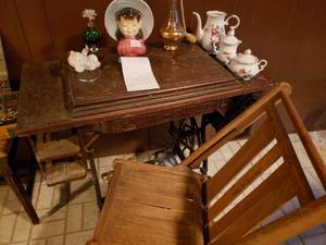 lot 252 image: Vintage Sewing Machine, Chair, Incl...