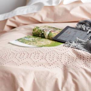 Tara Eyelet Blush Geometric Cotton King Duvet Cover, 46016D-K-BLUSH - NEW