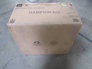 lot 105 image: Hampton Bay Beacon Park Wicker Outdoor Ottoman with Toffee Cushions FRS80812CF