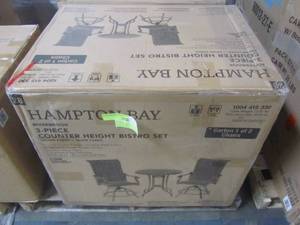 lot 226 image: Hampton Bay Riverbrook Espresso Brown Swivel Aluminum Sling Outdoor Balcony Bistro Chairs (2-Pack) FM18107-AD-2SVB