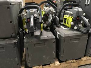 lot 25 image: PALLET WITH 8 RYOBI CHAINSAWS SEE PICS