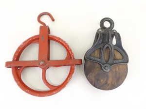 lot 8 image: 2 Antique Pulley Wheels