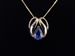 lot 51 image: .925 Sterling Silver Pear Cut Tanzanite Crystal Vermeil Slide Pendant Necklace