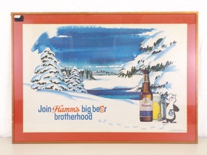 lot 12 image: Vintage 1950s Glass Framed Hamms Beer Advertisement