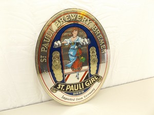 lot 13 image: Vintage Mirrored Glass St. Pauli Girl Beer Advertisement