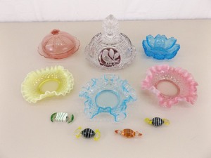 lot 93 image: Lot of Vintage Fenton etc. Colored Crystal etc. Candy Dishes