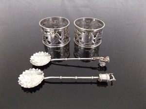 lot 89 image: .925 Sterling Silver Napkin Rings and Demitasse Spoons