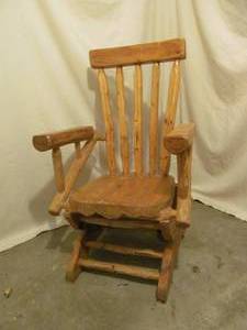 lot 62 image: rustic wood log rocker