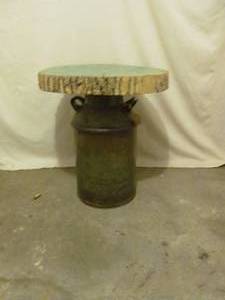 lot 61 image: milk can tree slab table