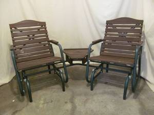 lot 139 image: glider patio seats with table