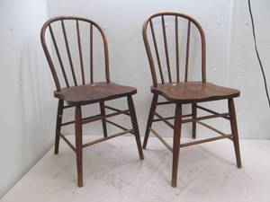 lot 122 image: vintage wood dining chairs