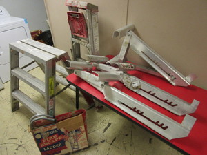 lot 515 image: WERNER LADDER JACKS, WERNER, GREEN BULL STEPLADDERS, FIRE ESCAPE LADDER