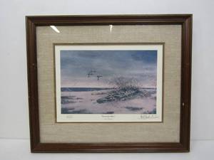 lot 38 image: Framed Signed Numbered LES KOUBA Limited Edition Print - Canvasback Patrol