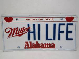 lot 61 image: Embossed Metal MILLER HI LIFE Advertising Beer Sign