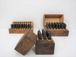 lot 65 image: 3 Complete Sets of Old Vintage Industrial Number & Letter Punch Sets