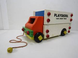 lot 94 image: Vintage Wooden Block Fisher Price Take-A-Part Toy Truck