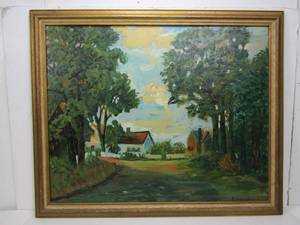 lot 109 image: Large Framed Signed 1940s Era Oil on Board Painting - R. Sommer