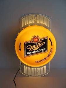 lot 282 image: Vintage MGD Beer Cap Twist & Shout Minnesota Lighted Beer Sign