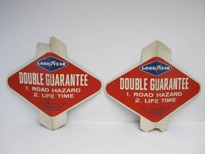 lot 286 image: Matching Pair of Old Vintage GOODYEAR Tire Service Station Advertising Tire Insert Signs