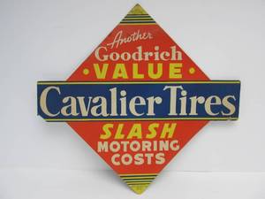 lot 287 image: &nbspVintage GOODRICH Cavalier Tires Service Station Advertising Tire Insert Sign