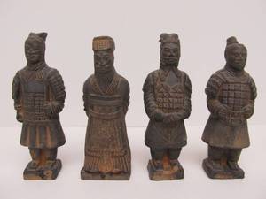 lot 117 image: 4 Vintage Chinese Terra Cotta Army Soldier Figures