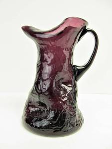 lot 119 image: Vintage Sculptural Amethyst Glass Pitcher