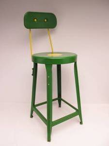 lot 251 image: Old Vintage Steel Industrial Stool wJohn Deere Colors