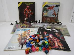 lot 138 image: Vintage Dungeons & Dragons Dice Books etc