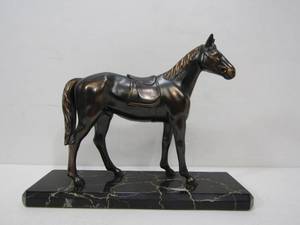 lot 193 image: Nice Vintage Brass Horse Sculpture on Marble Base