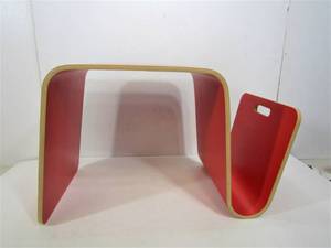 lot 8 image: OFFI Red Magazine Table Bent Plywood by Eric Pfeiffer