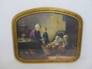 lot 313 image: Antique Framed Mother wChildren Print