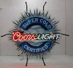 lot 9 image: Working COORS LIGHT Super Cold Neon Beer Sign