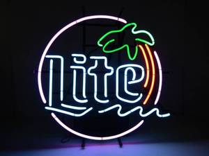 lot 13 image: Working MILLER LITE Palm Tree Neon Beer Sign