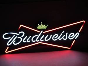 lot 16 image: Large Working BUDWEISER Bowtie Opti-Neon Beer Sign