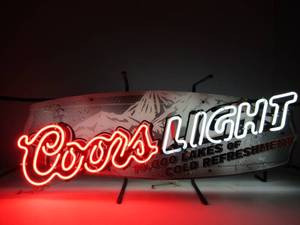 lot 17 image: Working COORS LIGHT Minnesota 10,000 Lakes Neon Beer Sign