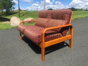 lot 3 image: Excellent Danish Modern Teak Wood Loveseat