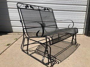 lot 280 image: Iron PorchPatio Glider Chair Bench