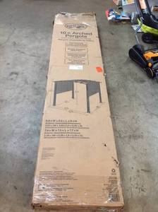 HAMPTON BAY 10 ft. x 10 ft. Steel and Aluminum Outdoor Patio Arched Pergola with Sliding Canopy  CUSTOMER RETURNS SEE PICS