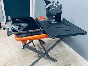 LOT WITH RIGID 12 Amp Corded 8 in. Wet Tile Saw with Stand (USED IN GOOD CONDITION) CUSTOMER RETURNS SEE PICS