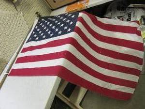 lot 13 image: 3 ft x 5 ft US Flag with Pole  RMDR...