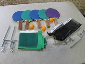 lot 57 image: Ping Pong Paddles Balls 2 Nets with...