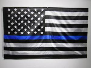 lot 87 image: 3 ft x 5 ft Blue Line US Flag (Poli...