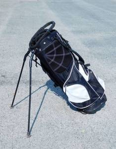 lot 14 image: Spin It Golf Bag Light Weight StandCarry Bag in Black and White