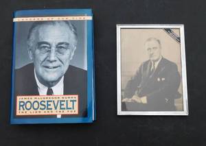 lot 47 image: Franklin Delano Roosevelt Lot including Leaders of Our Times Roosevelt The Lion and the Fox and Vintage Framed Photo
