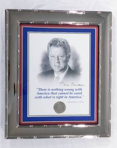 lot 55 image: Bill Clinton Framed Commemorative Quote
