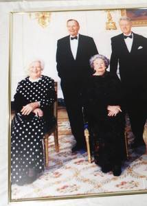 lot 49 image: Formal White House Framed Print Featuring 4 Presidents and 5 First Ladies