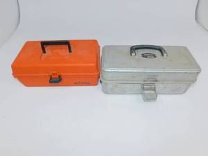 lot 44 image: Vintage Lures in 2 Tackle Boxes