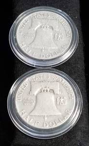 2 FRANKLIN HALF DOLLARS 1953-S 1953-D IN AIRTITES